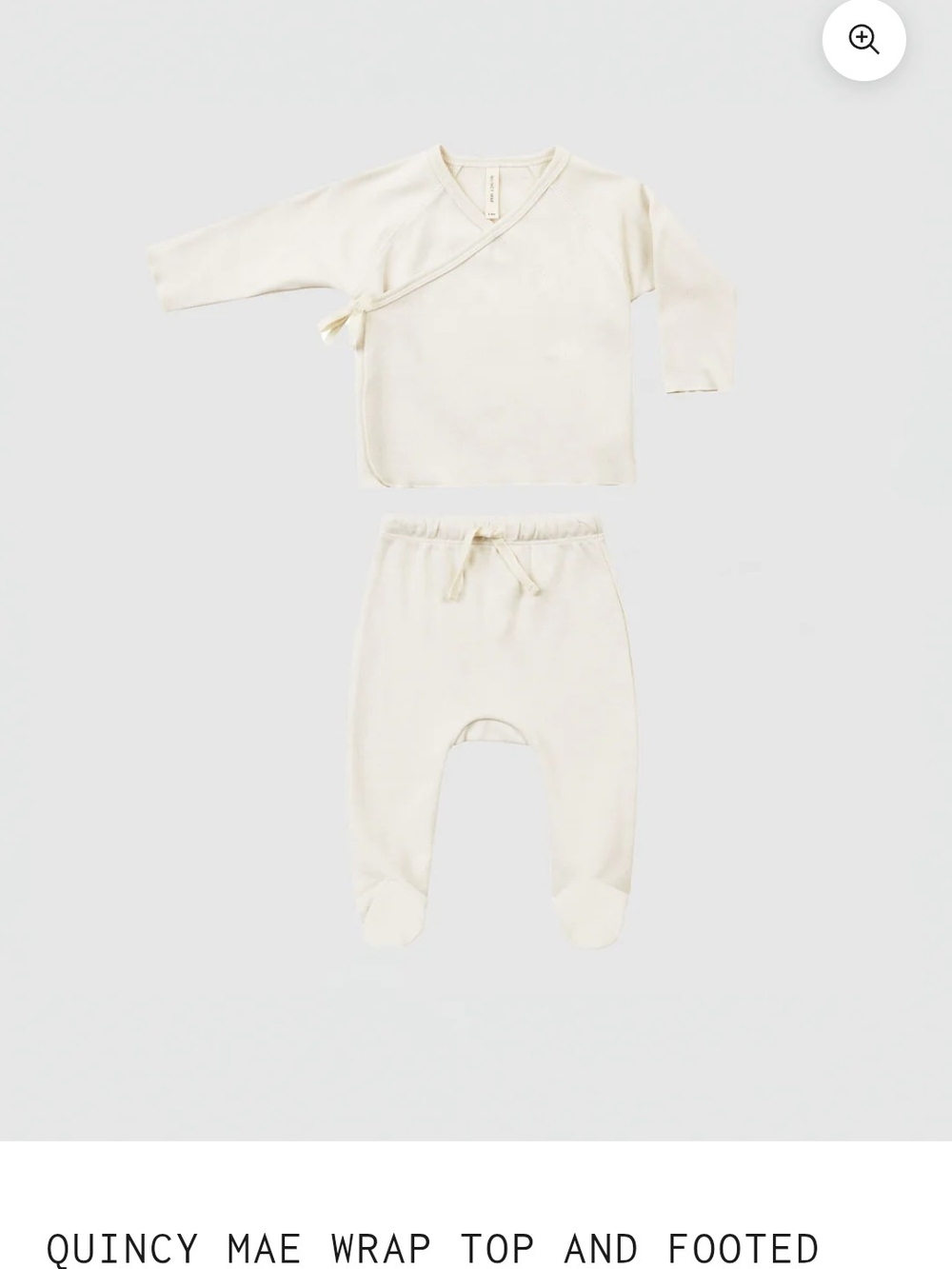 Quincy Mae Cream Wrap-Style Baby Top & Footed Pants Set